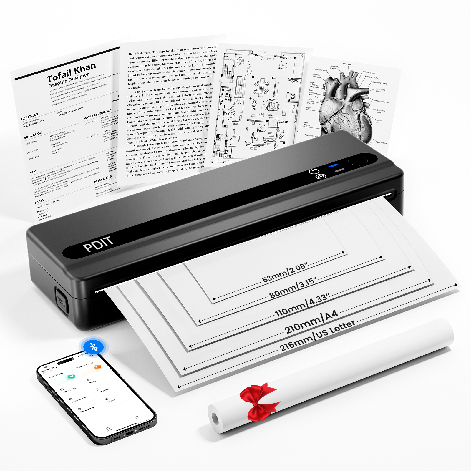 Pdit Panel PDIT Portable thermal Printers,PB821 Inkless Printer,Thermal Machine A ...